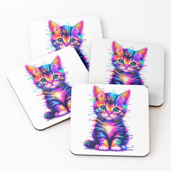 Item preview, Neon Glitch Cat designed and sold by samitdigitalart.