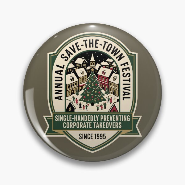 Item preview, Annual Save The Town Festival Vintage Christmas Badge designed and sold by SplashTastic.