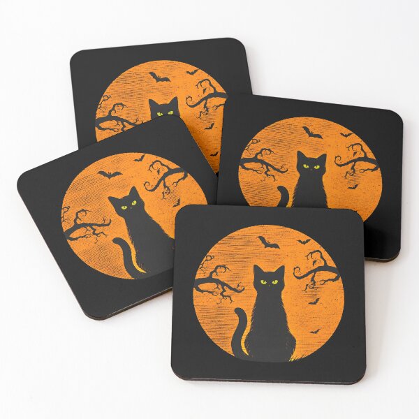 Item preview, Mystic Black Cat Halloween Moon Bats Art designed and sold by SoyLamderma.