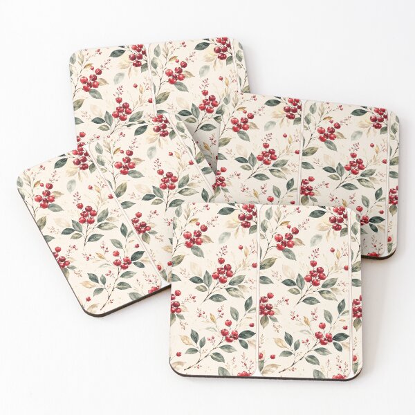 Item preview, Elegant Red Berry Botanical – Vintage Watercolor Nature Pattern designed and sold by vinothmech53.