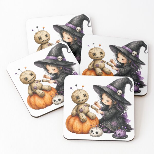 Item preview, Cute Little Witch Sewing Voodoo Doll Pumpkin designed and sold by takeng07.