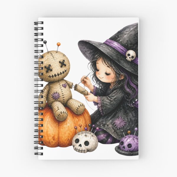 Item preview, Cute Little Witch Sewing Voodoo Doll Pumpkin designed and sold by takeng07.