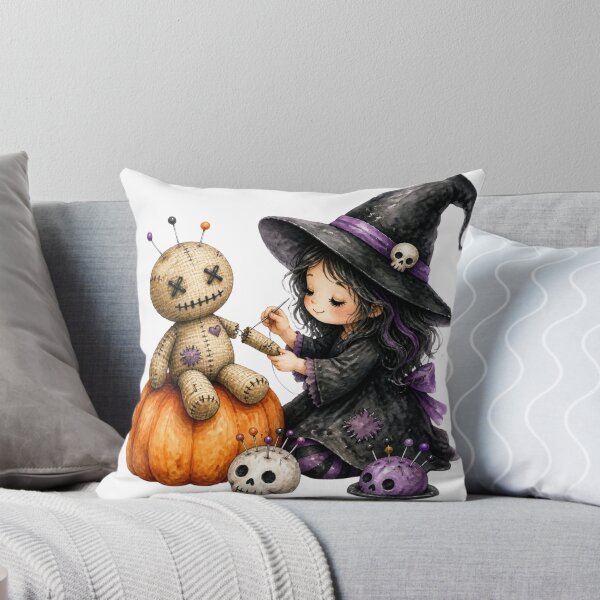 Item preview, Cute Little Witch Sewing Voodoo Doll Pumpkin designed and sold by takeng07.