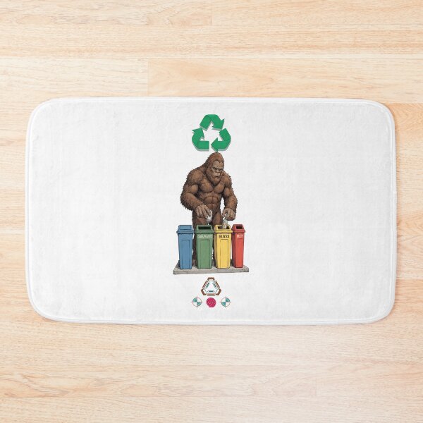 Item preview, Bigfoot Recycles Sasquatch Sorting Trash Eco Friendly Design designed and sold by Whimsy Trail Co.