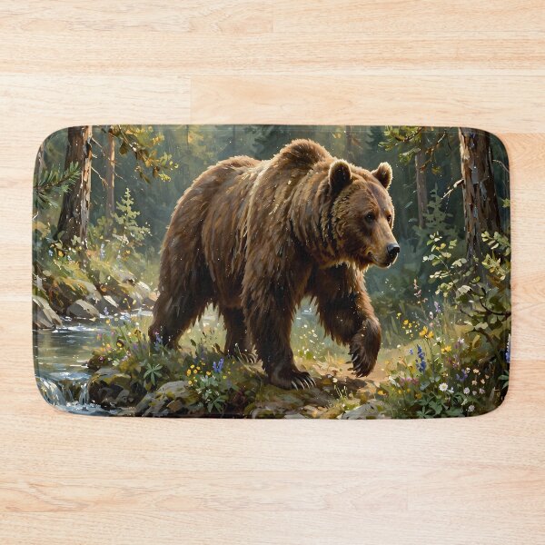 Item preview, Majestic Brown Bear in Enchanted Forest Stream | Wildlife Nature Art designed and sold by cr6zym1nd.