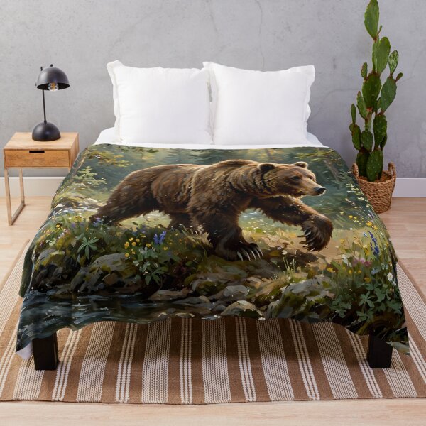 Item preview, Majestic Brown Bear in Enchanted Forest Stream | Wildlife Nature Art designed and sold by cr6zym1nd.