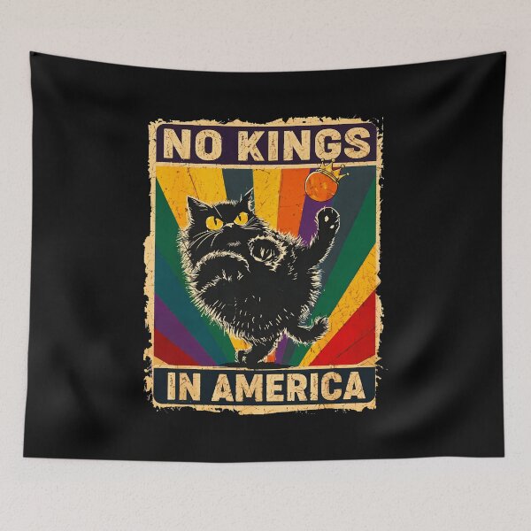Item preview, No Kings In America Cat Retro Rainbow Art designed and sold by SoyLamderma.