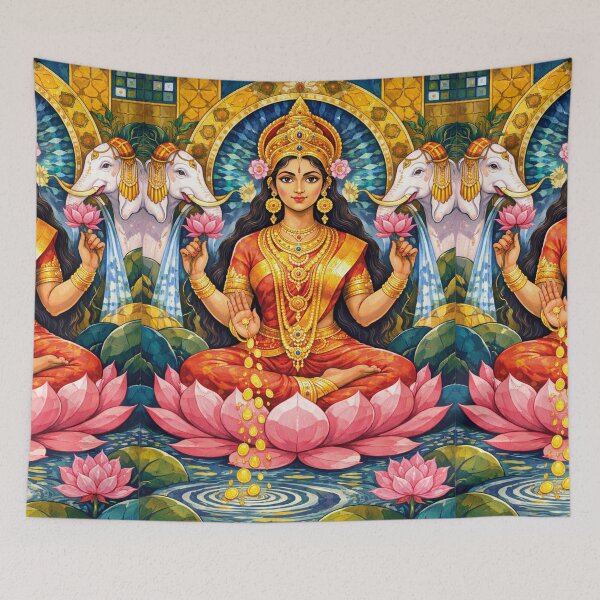 Item preview, Lakshmi Painting – Goddess of Wealth and Abundance designed and sold by GalleryKauffeld.