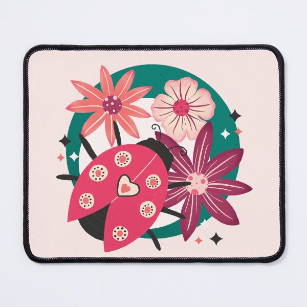 Item preview, Ladybug lucky charm - retro floral bubble badge designed and sold by Home Cyn Home.