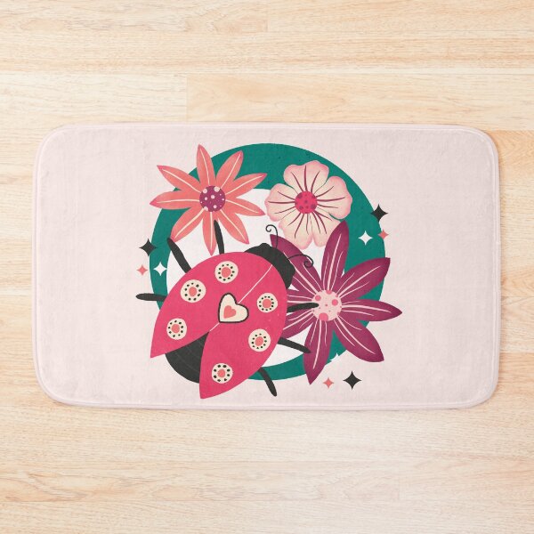 Item preview, Ladybug lucky charm - retro floral bubble badge designed and sold by Home Cyn Home.