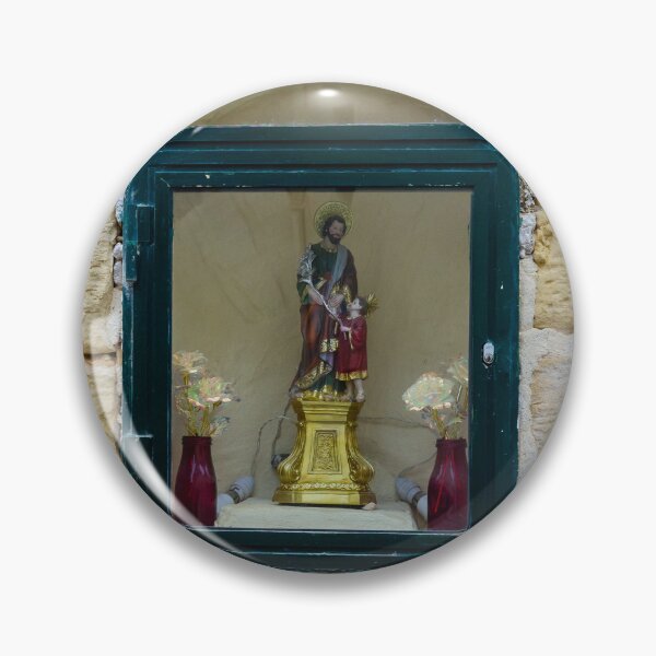 Item preview, Small Religious Shrine Displayed Behind Glass In Arched Window Set In Warm Stone Wall designed and sold by Nmallia.