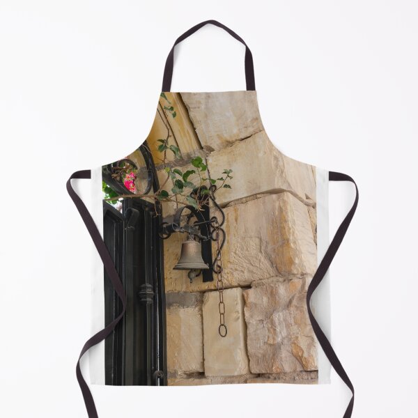 Item preview, Antique Bell Hanging by Stone Wall and Iron Gate With Vines and Pink Flowers designed and sold by Nmallia.