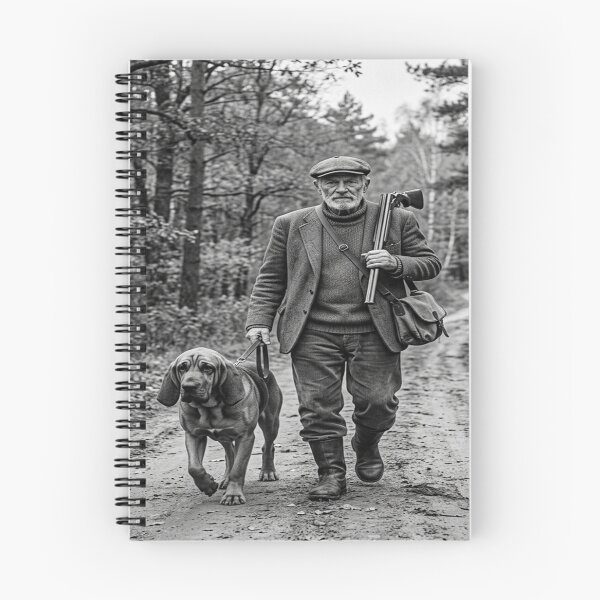 Item preview, Monochrome 1930s Hunter Walking with Bloodhound designed and sold by Solomon-Ent-144.
