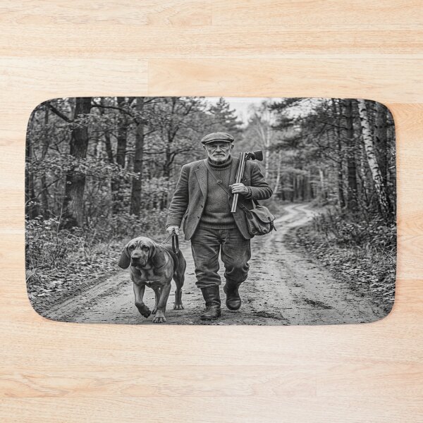 Item preview, Monochrome 1930s Hunter Walking with Bloodhound designed and sold by Solomon-Ent-144.
