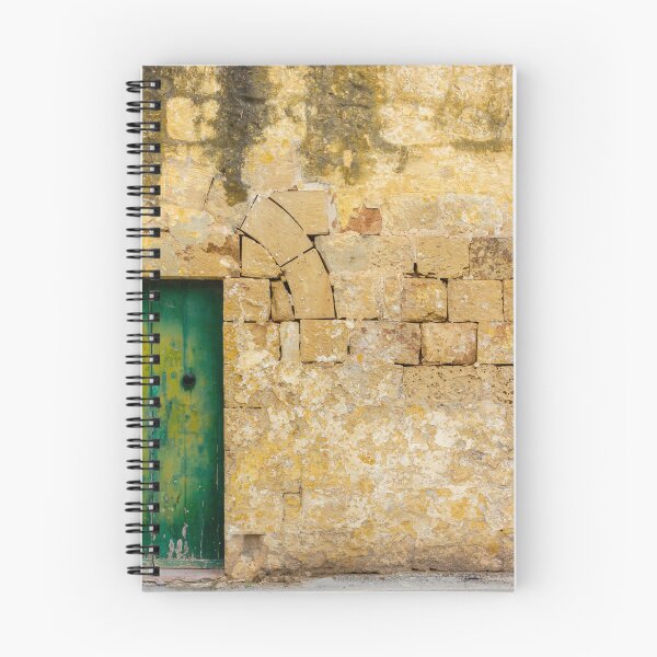 Item preview, Rustic Yellow Wall With Cracked Stone Arch And Weathered Green Door designed and sold by Nmallia.