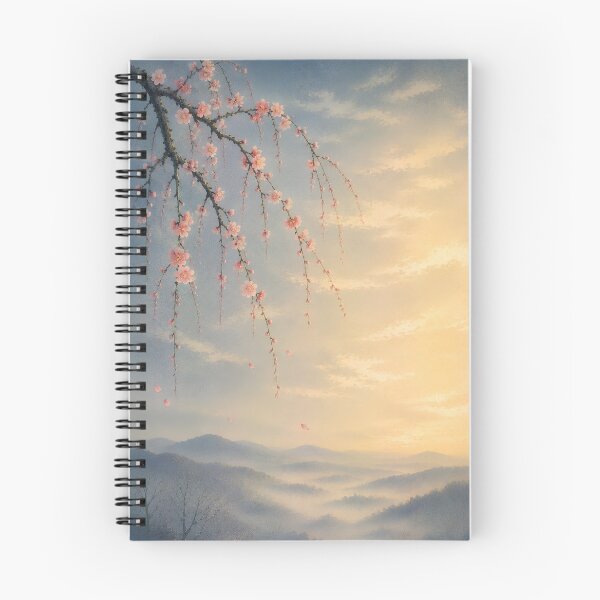 Item preview, Japanese Plum Blossoms – Serene Misty Mountain Landscape Art designed and sold by Tomoyo Art.