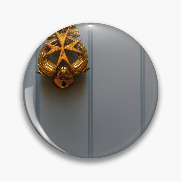 Item preview, Golden Door Knocker With Star Crest On Light Blue Door, Vintage Ornate Hardware designed and sold by Nmallia.