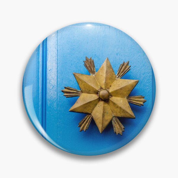 Item preview, Blue Door With Gold Star Door Knocker: Decorative Exterior Detail for Home Decor designed and sold by Nmallia.