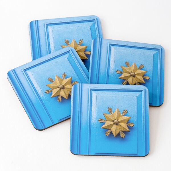 Item preview, Blue Door With Gold Star Door Knocker: Decorative Exterior Detail for Home Decor designed and sold by Nmallia.