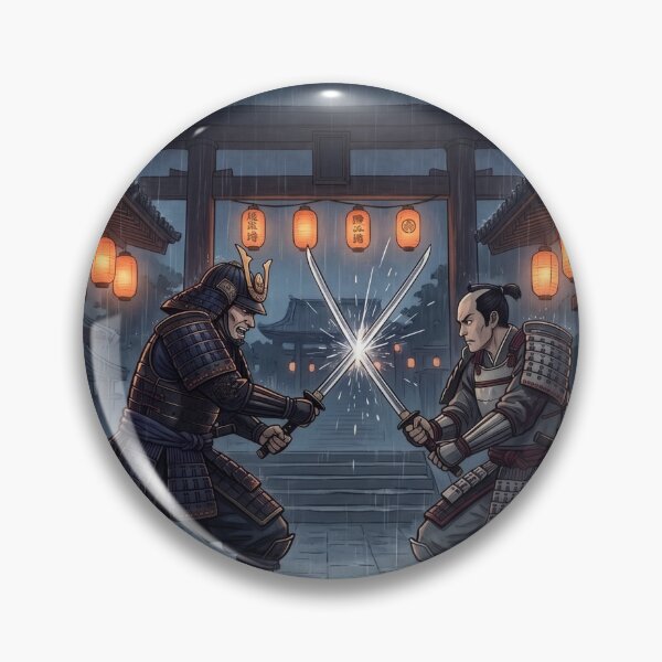 Item preview, Samurai Duel Clash of Katana Blades in Rain Feudal Japan designed and sold by HappyHarmony40.
