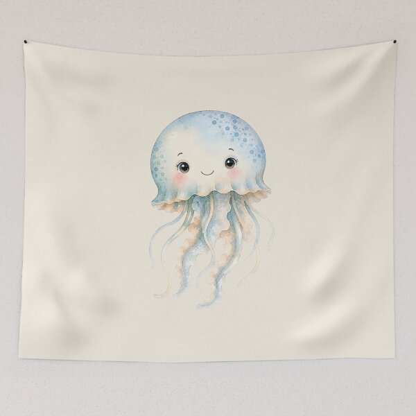 Item preview, Watercolor Jellyfish art print or sticker – Ocean Friends Collection designed and sold by SimpleUla.