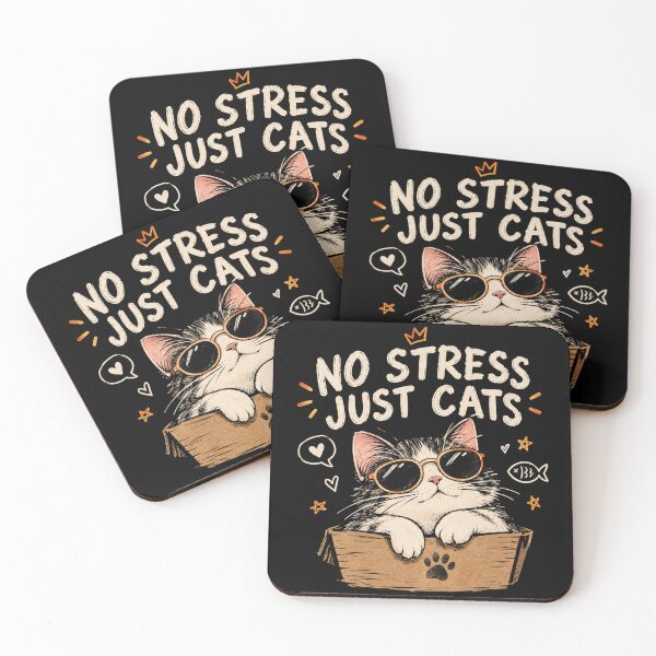 Item preview, No Stress Just Cats - Cool Sunglasses Cat in Box designed and sold by GenZFashion000.
