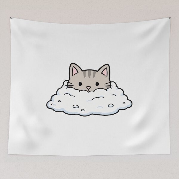 Item preview, Cute Tabby Cat Peeking From Fluffy Cloud designed and sold by SoyLamderma.