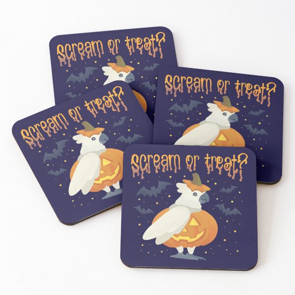 Item preview, Illustration of a Cockatoo Pumpkin "Scream or Treat?" designed and sold by FandomizedRose.