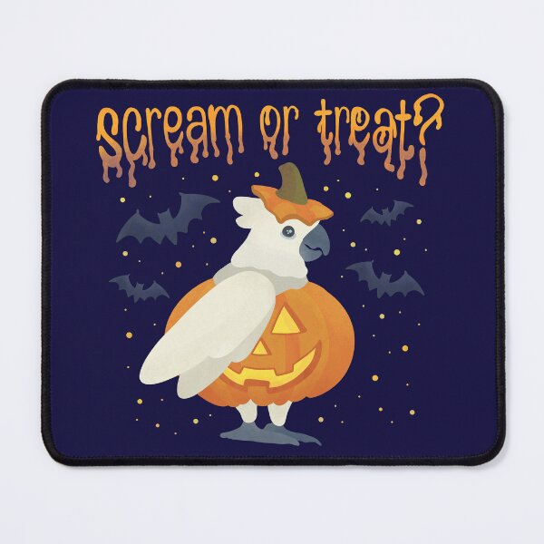 Item preview, Illustration of a Cockatoo Pumpkin "Scream or Treat?" designed and sold by FandomizedRose.