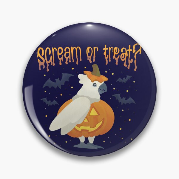 Item preview, Illustration of a Cockatoo Pumpkin "Scream or Treat?" designed and sold by FandomizedRose.