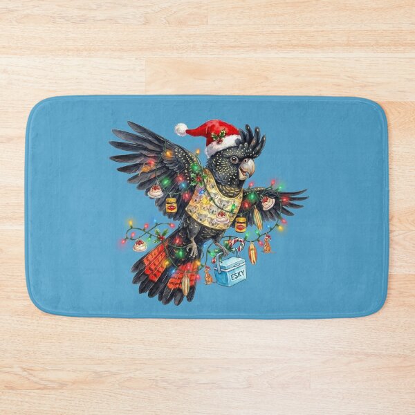 Item preview, Cute Black Cockatoo Christmas – Red Tailed Cockatoo Beach Holiday Art designed and sold by Wennebabs.