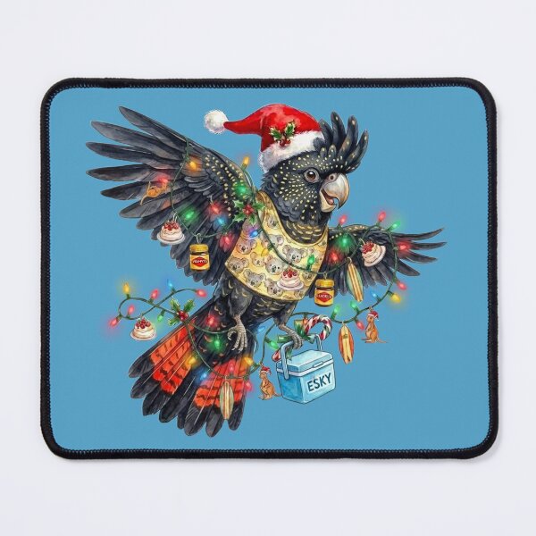Item preview, Cute Black Cockatoo Christmas – Red Tailed Cockatoo Beach Holiday Art designed and sold by Wennebabs.