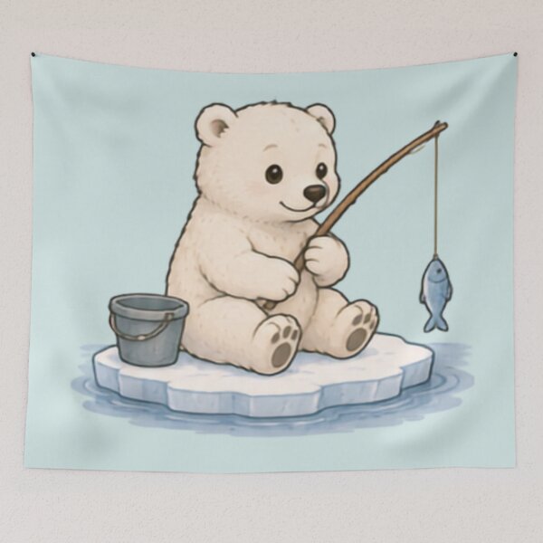 Item preview, Little Fisherman Polar Bear designed and sold by MellowMunchkins.