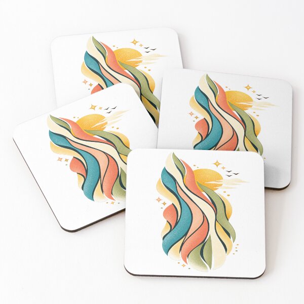 Item preview, Retro Abstract Waves Sunset Celestial Groovy Boho Art designed and sold by inkoutninja.