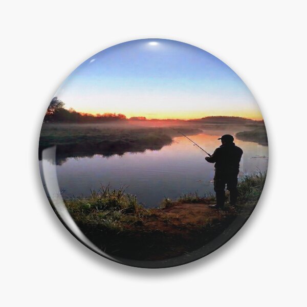 Item preview, Quiet Morning Fishing – Sunrise Angler Landscape designed and sold by Stefanrajzer.