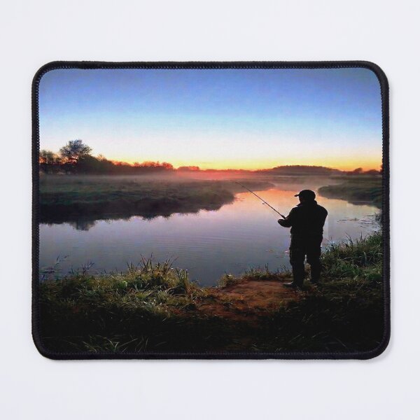 Item preview, Quiet Morning Fishing – Sunrise Angler Landscape designed and sold by Stefanrajzer.