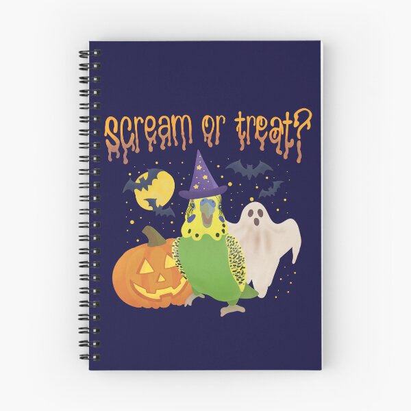 Item preview, Illustration of a Green Budgie "Scream or Treat?" designed and sold by FandomizedRose.