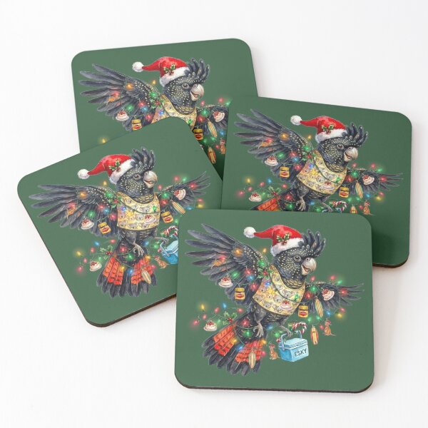 Item preview, Cute Black Cockatoo Christmas – Bush Green Aussie Holiday Art designed and sold by Wennebabs.