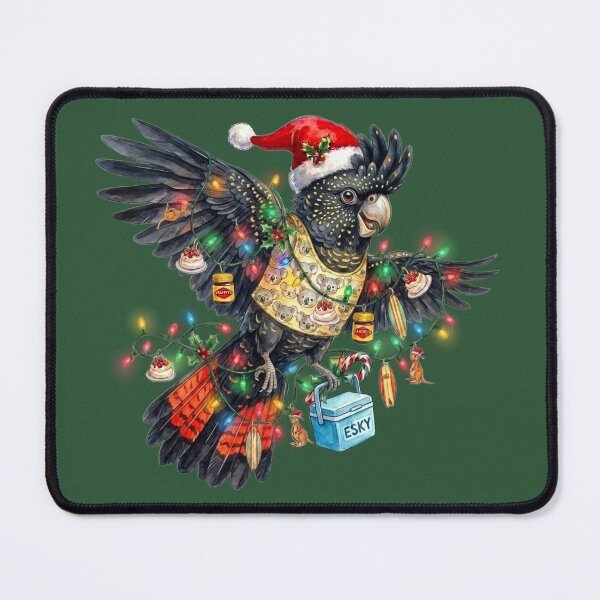 Item preview, Cute Black Cockatoo Christmas – Bush Green Aussie Holiday Art designed and sold by Wennebabs.