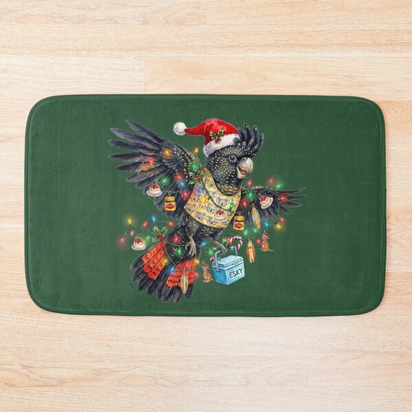 Item preview, Cute Black Cockatoo Christmas – Bush Green Aussie Holiday Art designed and sold by Wennebabs.