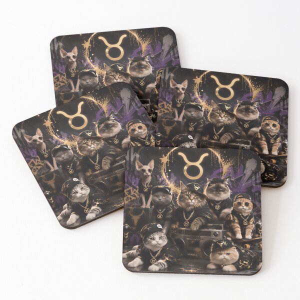 Item preview, Taurus Cats Gang Zodiac Gold Hip Hop Streetwearา designed and sold by Soluna Studio.