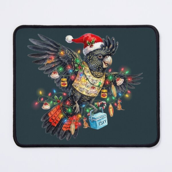 Item preview, Cute Black Cockatoo Christmas – Deep Ocean Teal Holiday Art designed and sold by Wennebabs.