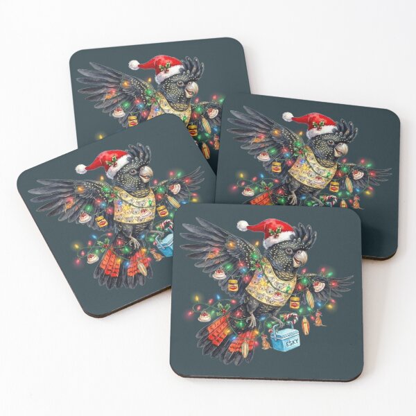 Item preview, Cute Black Cockatoo Christmas – Deep Ocean Teal Holiday Art designed and sold by Wennebabs.