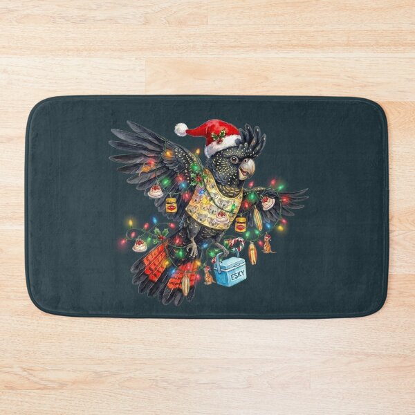 Item preview, Cute Black Cockatoo Christmas – Deep Ocean Teal Holiday Art designed and sold by Wennebabs.