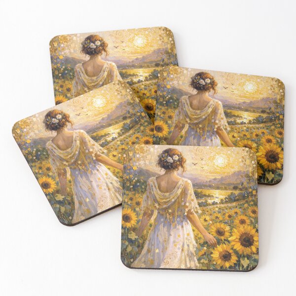 Item preview, A Woman in a Field of Sunflowers – Painting designed and sold by GalleryKauffeld.