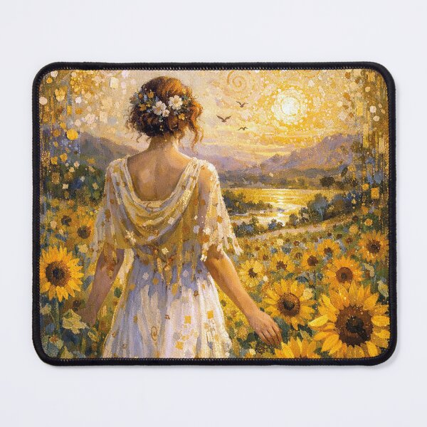 Item preview, A Woman in a Field of Sunflowers – Painting designed and sold by GalleryKauffeld.