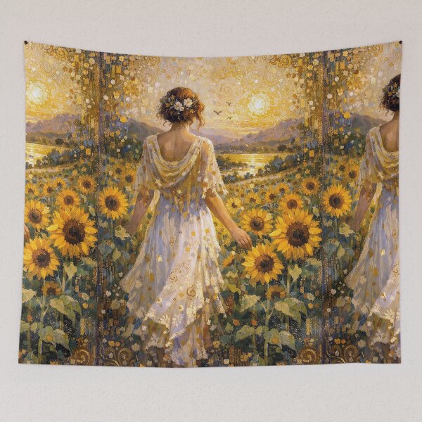 Item preview, A Woman in a Field of Sunflowers – Painting designed and sold by GalleryKauffeld.
