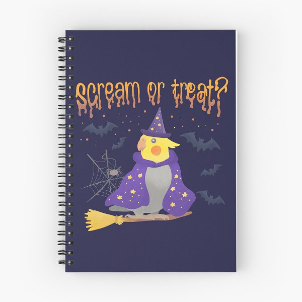 Item preview, Illustration of a Cockatiel Witch "Scream or Treat?" designed and sold by FandomizedRose.
