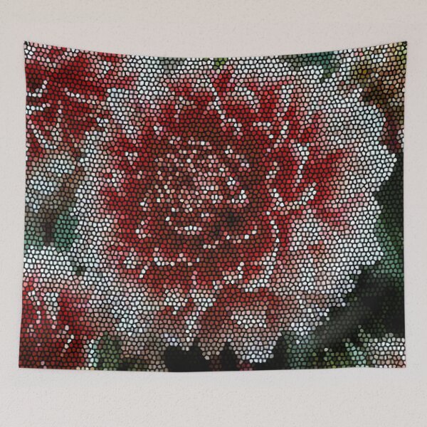 Item preview, Stained Glass Red Dahlia Flower Art designed and sold by ZorianArt.