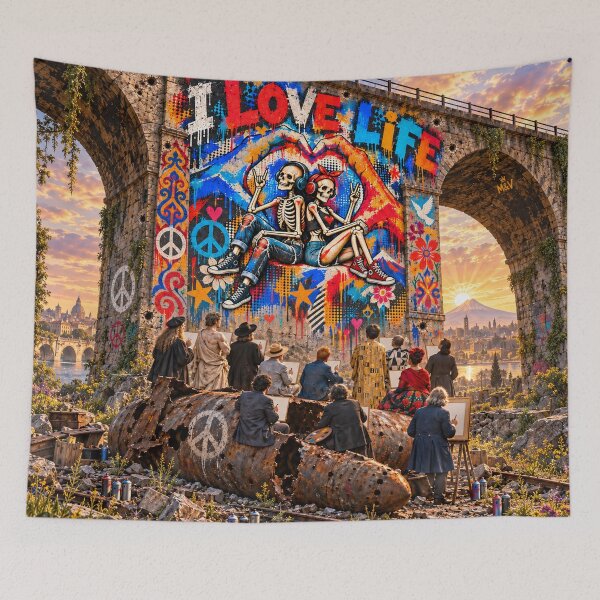 Item preview, I Love Life Railway Mural designed and sold by Qenlo.